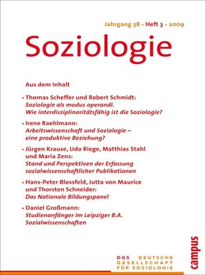 cover image of Soziologie 3.2009